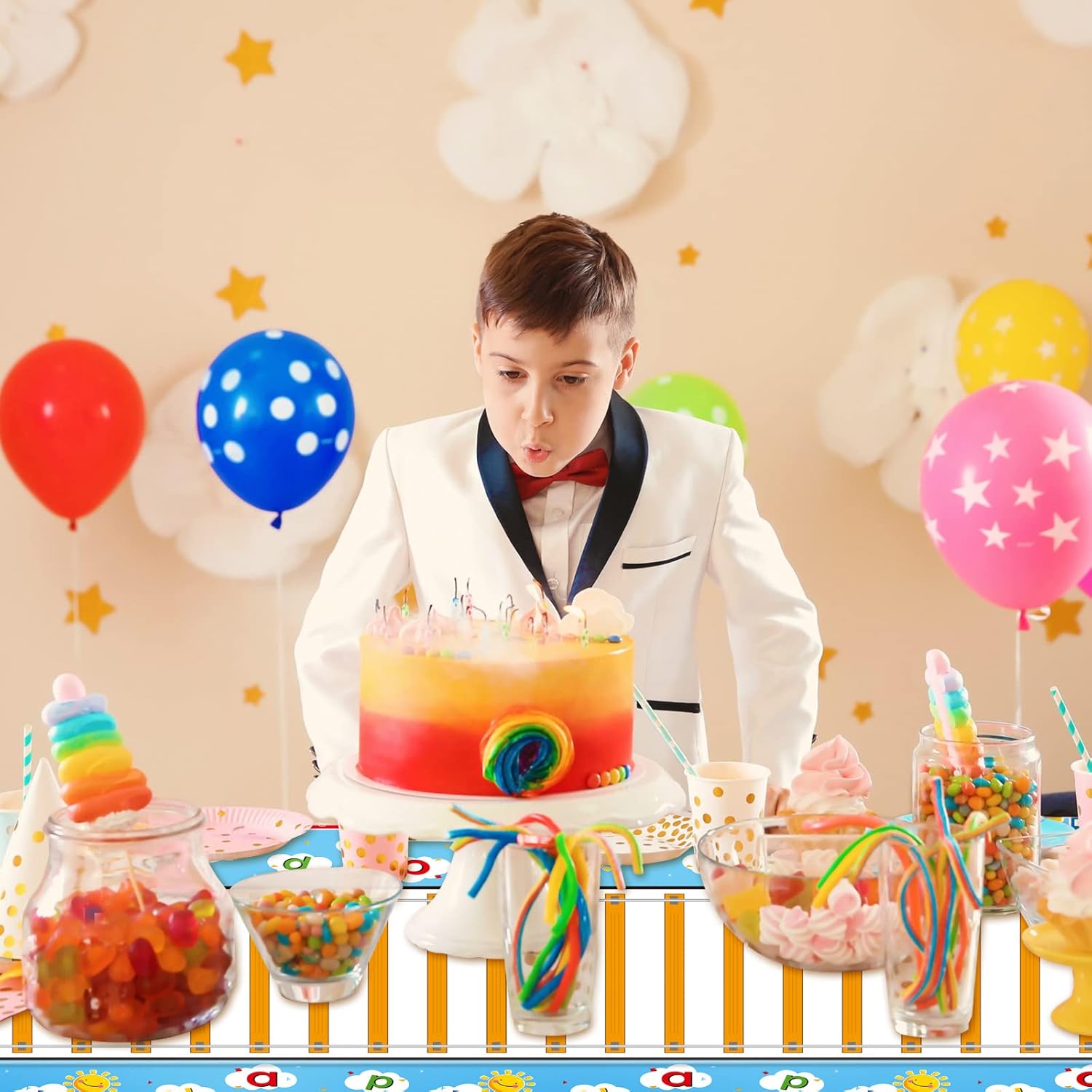 Irenare 3 Piece Train Themed Plastic Tablecloths