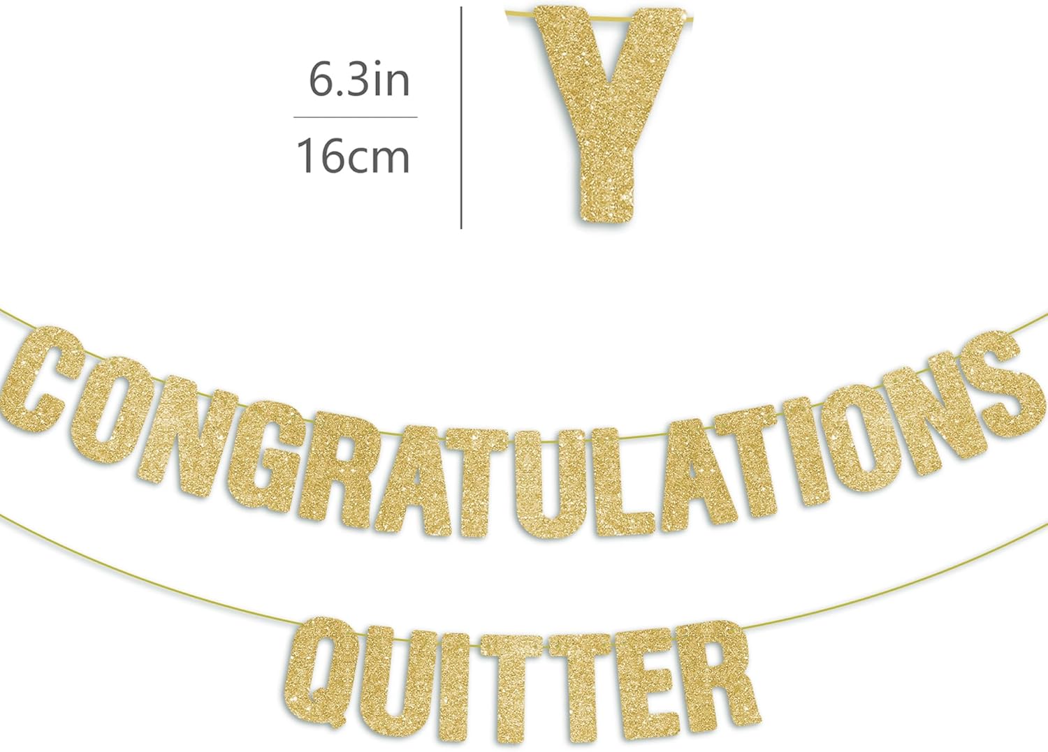 Pre Strung Congratulations Quitter Banner - Gold Glitter
