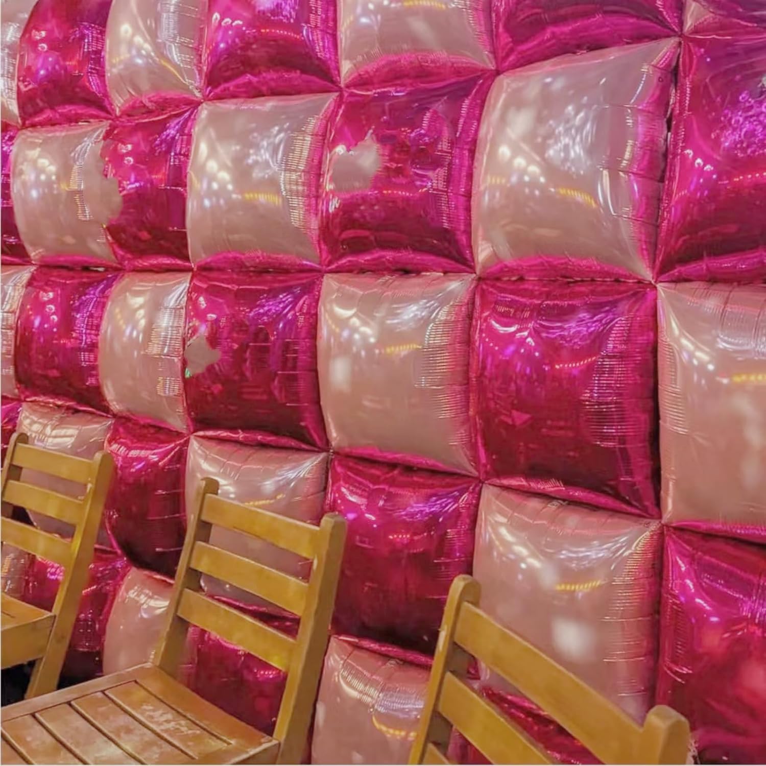 Hot Magenta Pink Square Foil Balloons Decor Kit