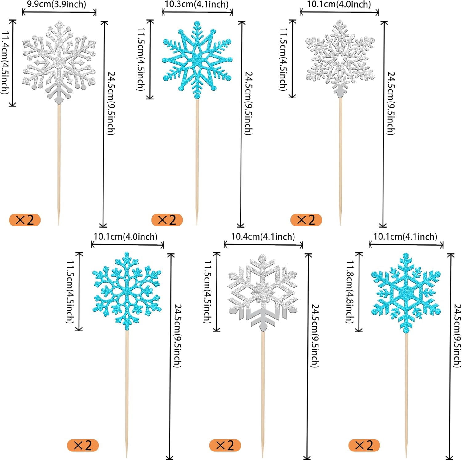 12 PCS Frozen Snowflake Centerpiece Sticks for Winter Wonderland Parties
