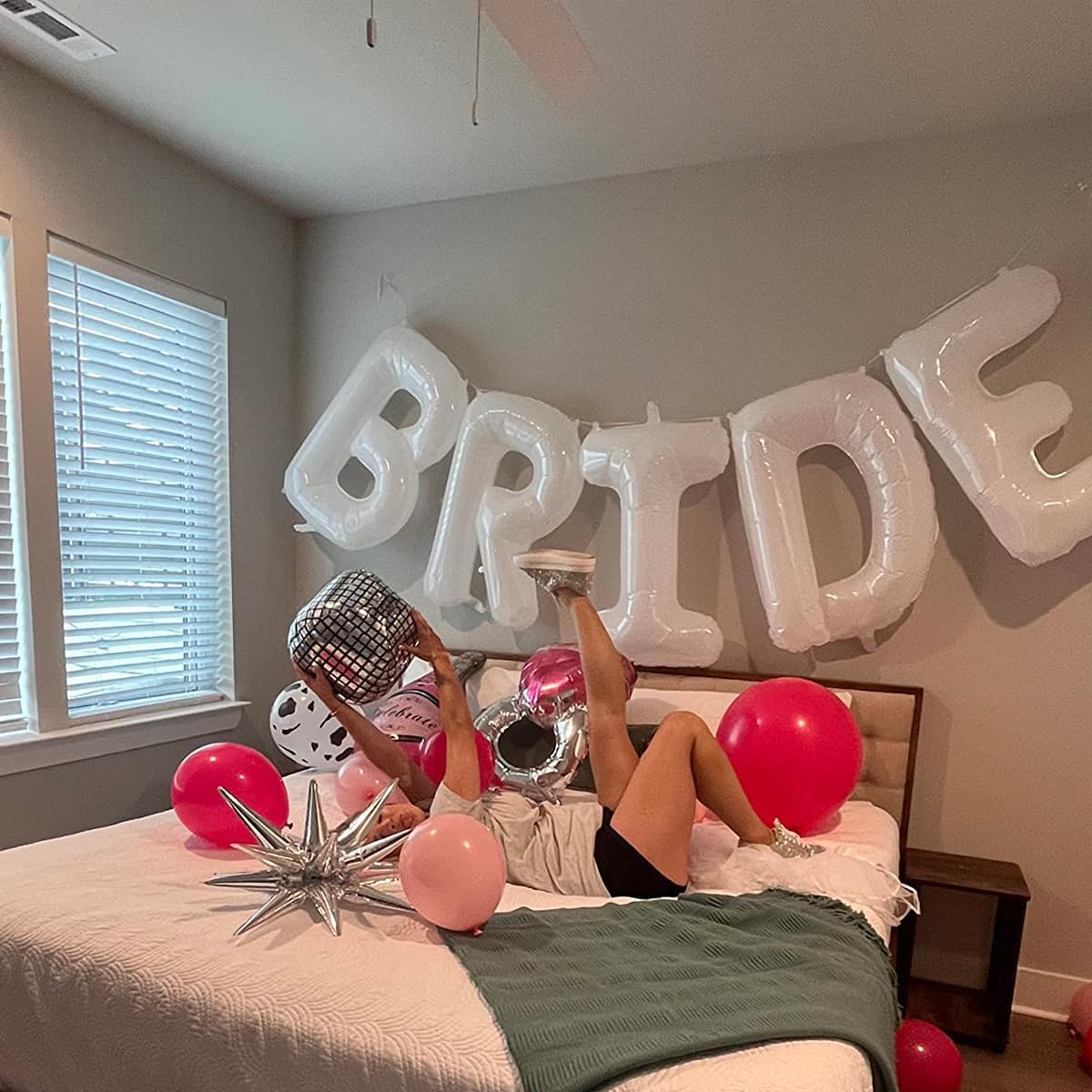 40 Inch White BRIDE Letter Balloons for Wedding Decorations