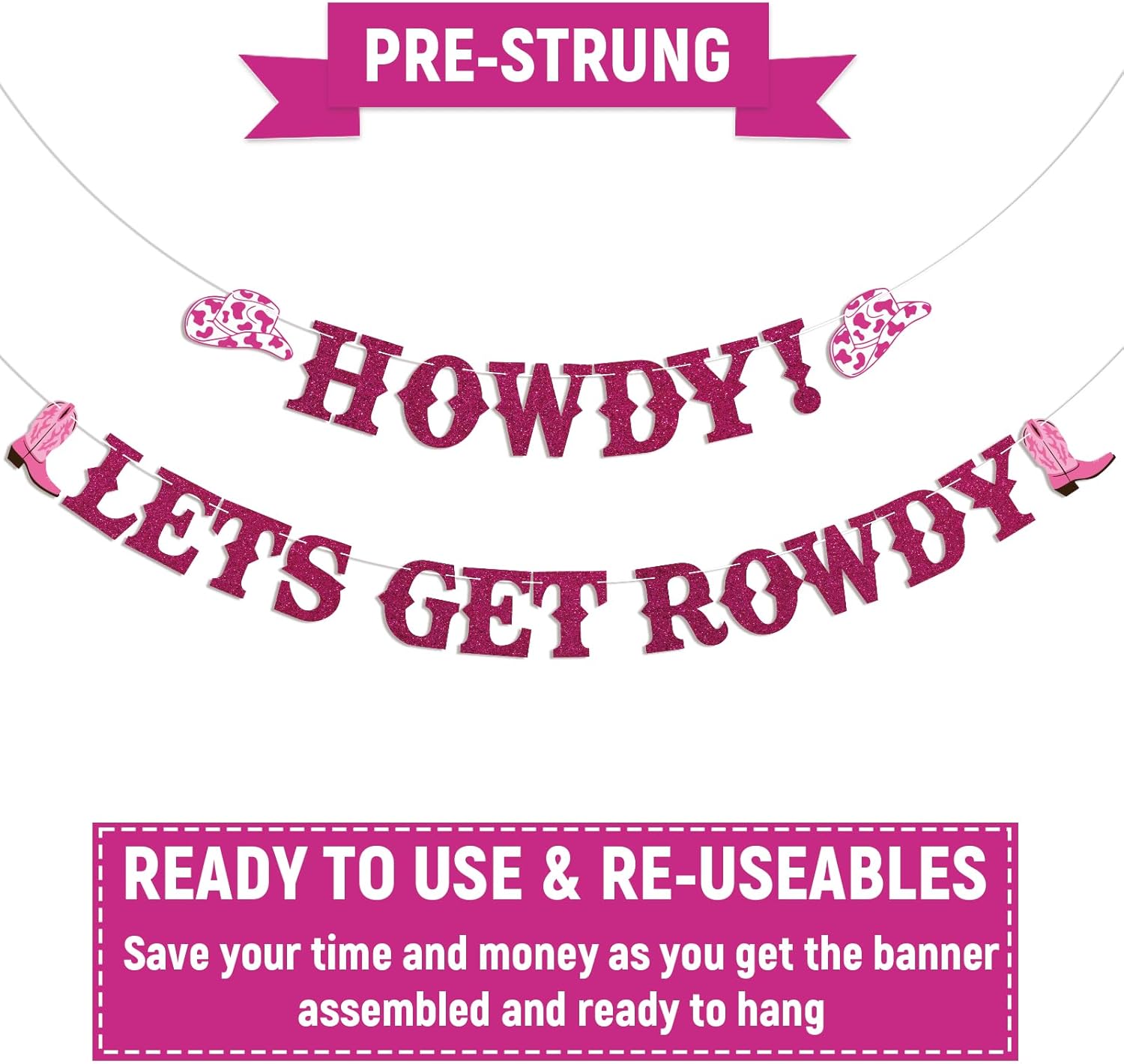Howdy Lets Get Rowdy Cowgirl Party Decor Banner