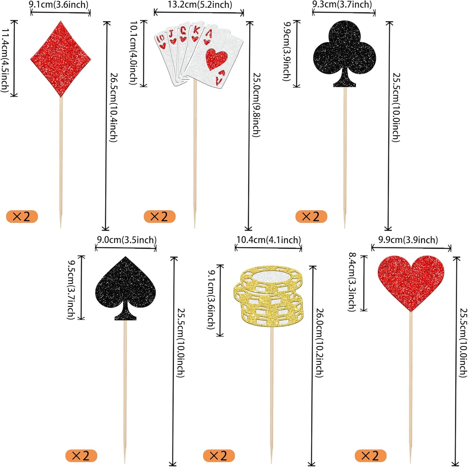 12PCS Casino Poker Centerpiece Sticks for Party Decorations