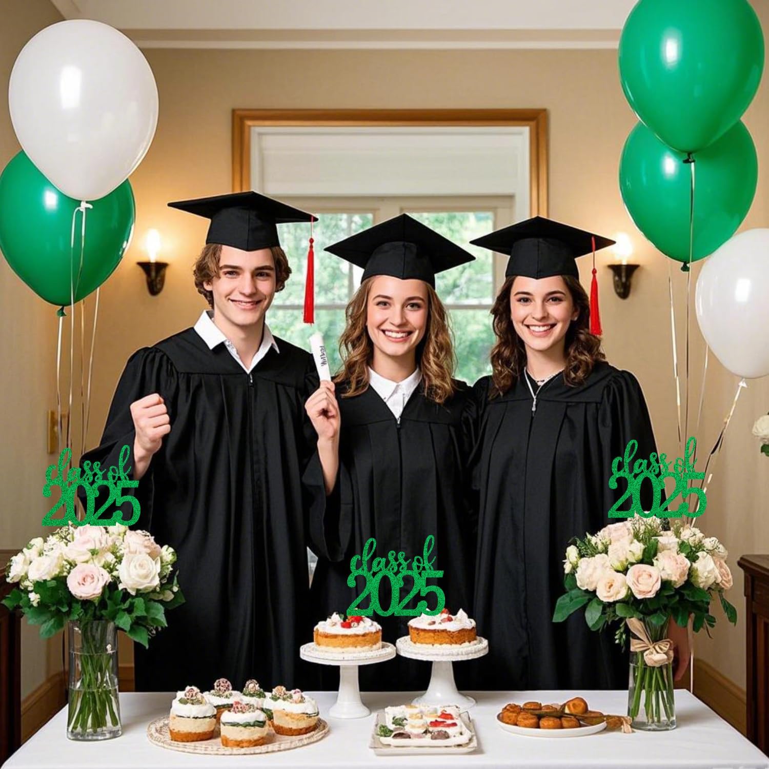 ALISSAR 12 Pack Double Sided 2025 Graduation Centerpiece Sticks