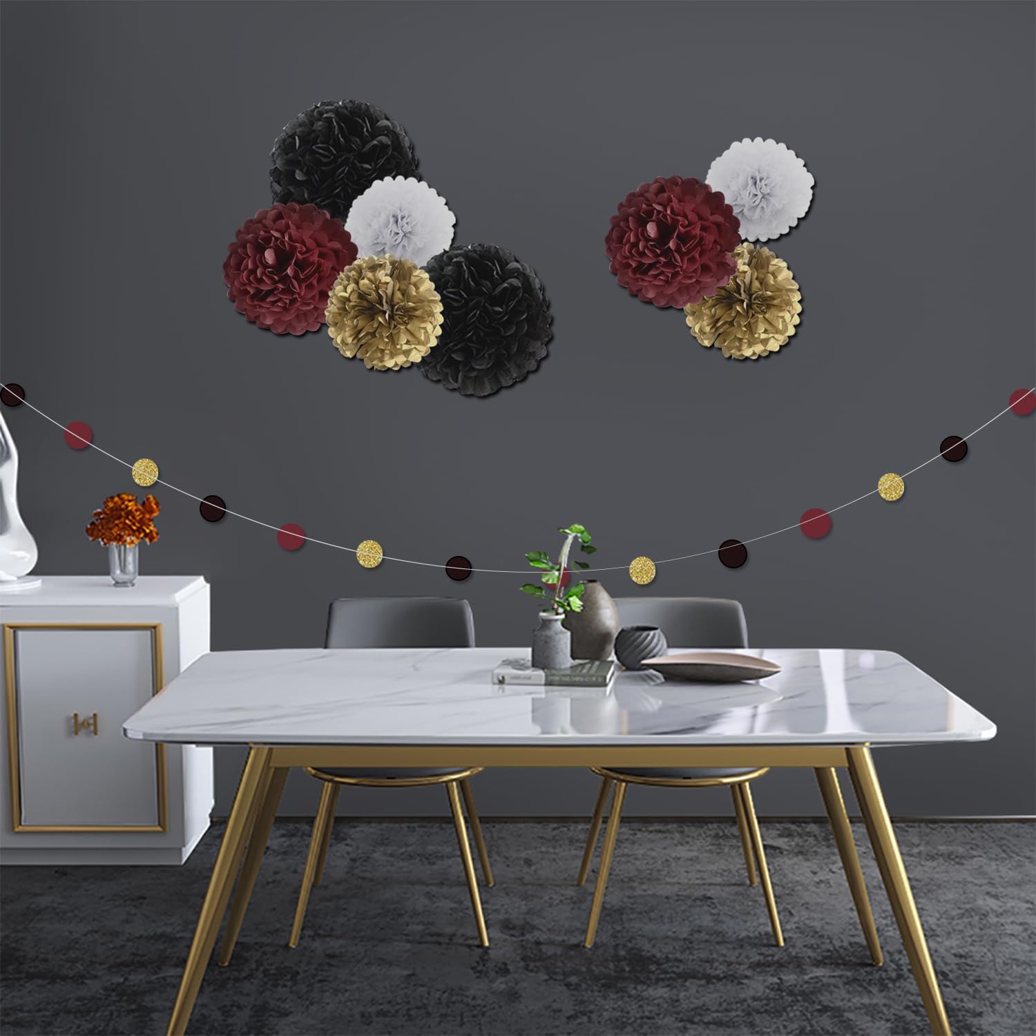 IGUO 30pcs Twilight Theme Decorations Tissue Pom Poms Garland