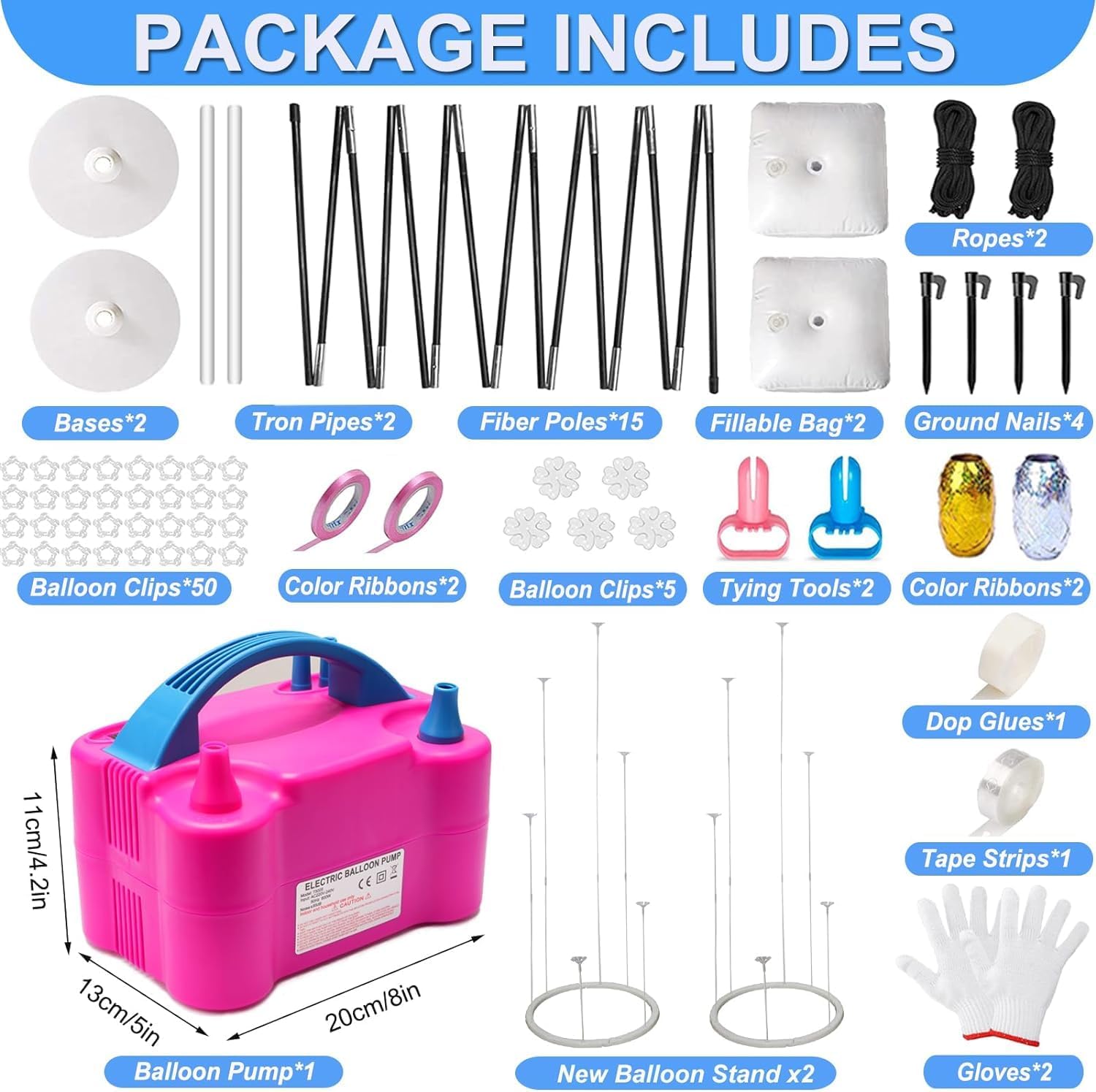 Balloon Arch Kit with Pump 9FT Height 10FT Width