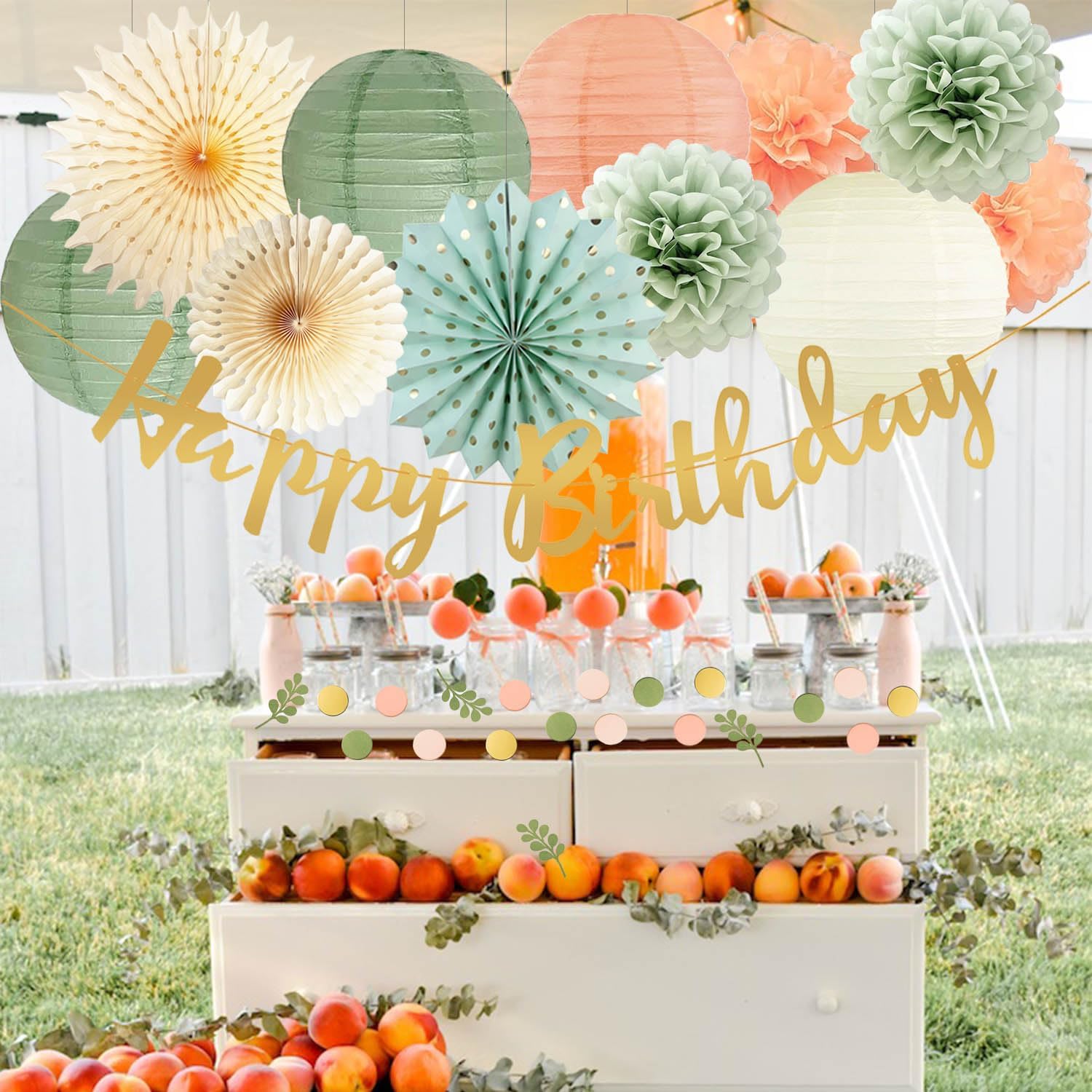 Sage Green Birthday Decorations Set 1