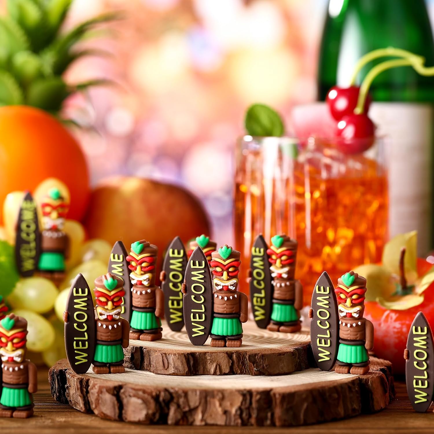 Thyle 50 Pcs Mini Tiki Figures for Party Decorations