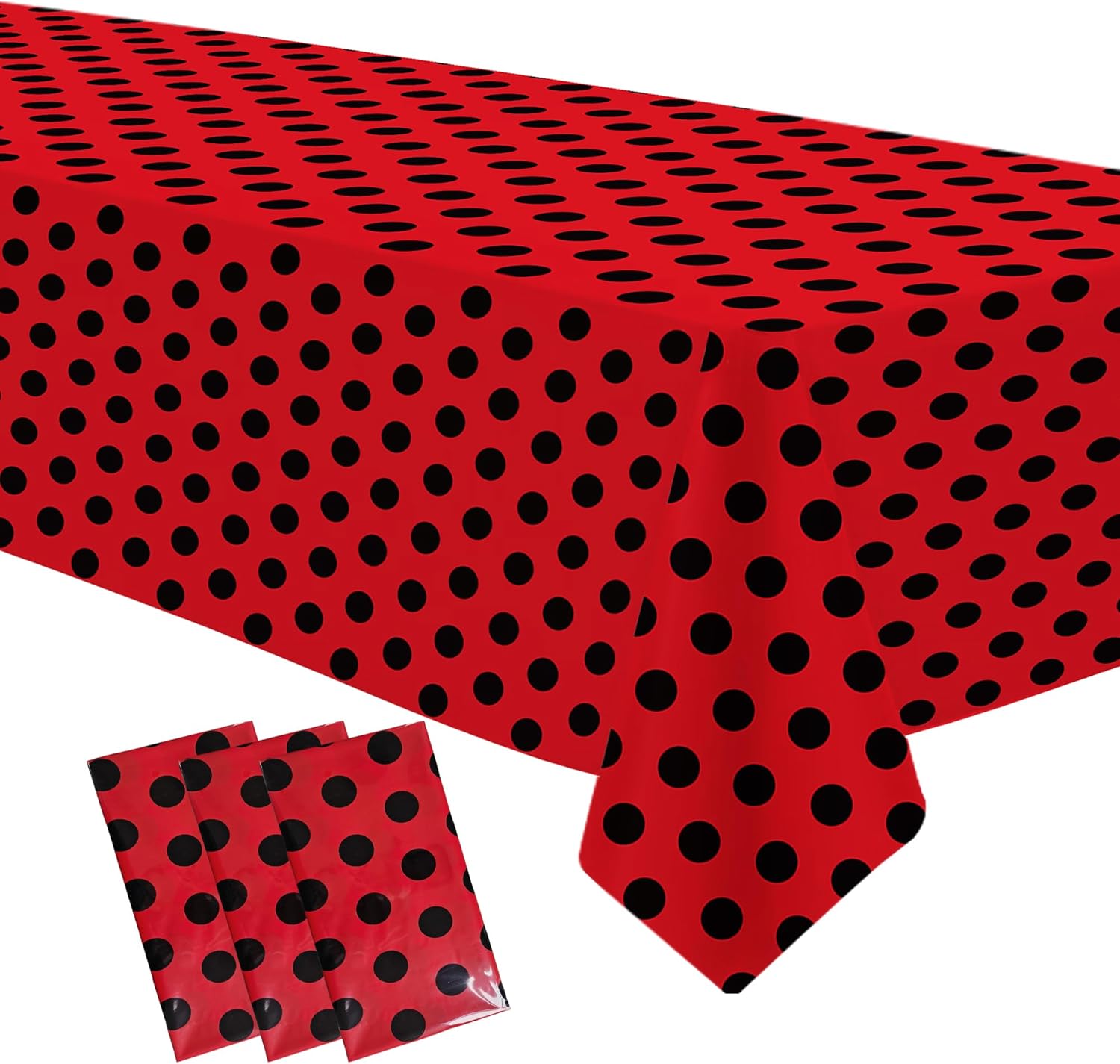 Ladybug Birthday Tablecloth Set 3-Pack 54x108 Inch