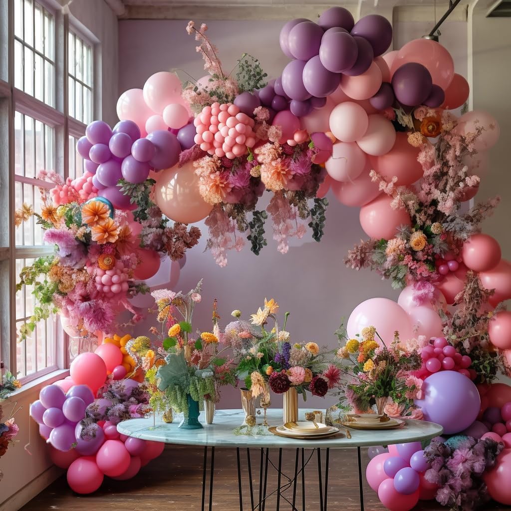 Purple and Pink Balloon Garland Kit for Party Decorations