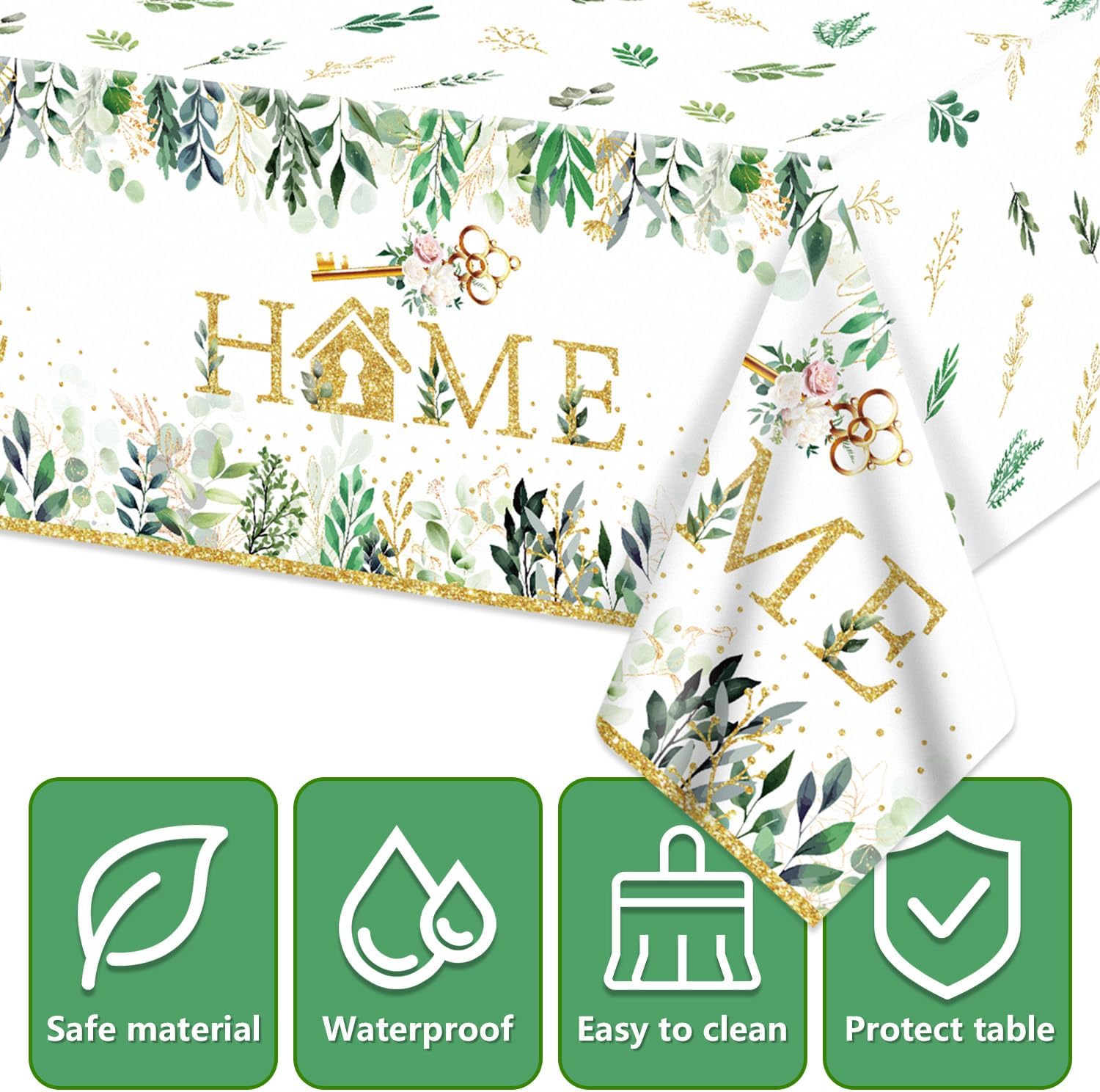 3 Pack House Warming Tablecloths with Rustic Floral Design 54x108 Inch