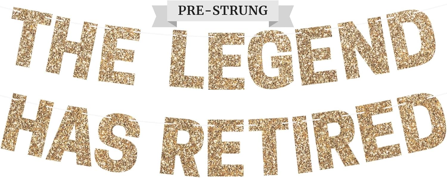 Perfect Occasion Pre-Strung Gold Glitter Happy Retirement Banner