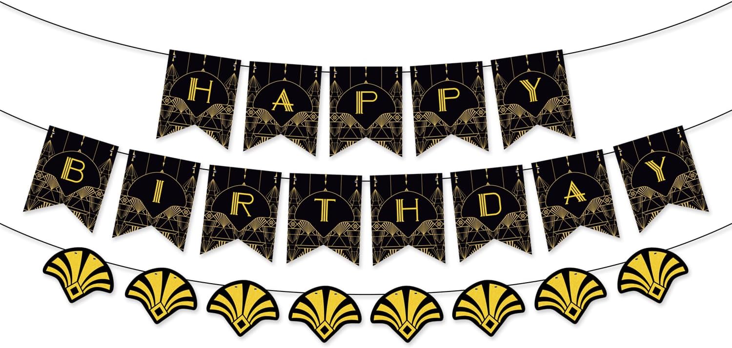 Retro 1920s Happy Birthday Banner Decorations