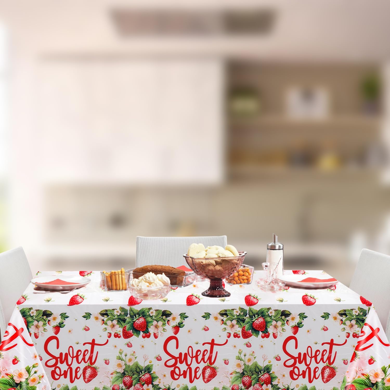 2pcs Strawberry Themed Tablecloth for Birthday Parties