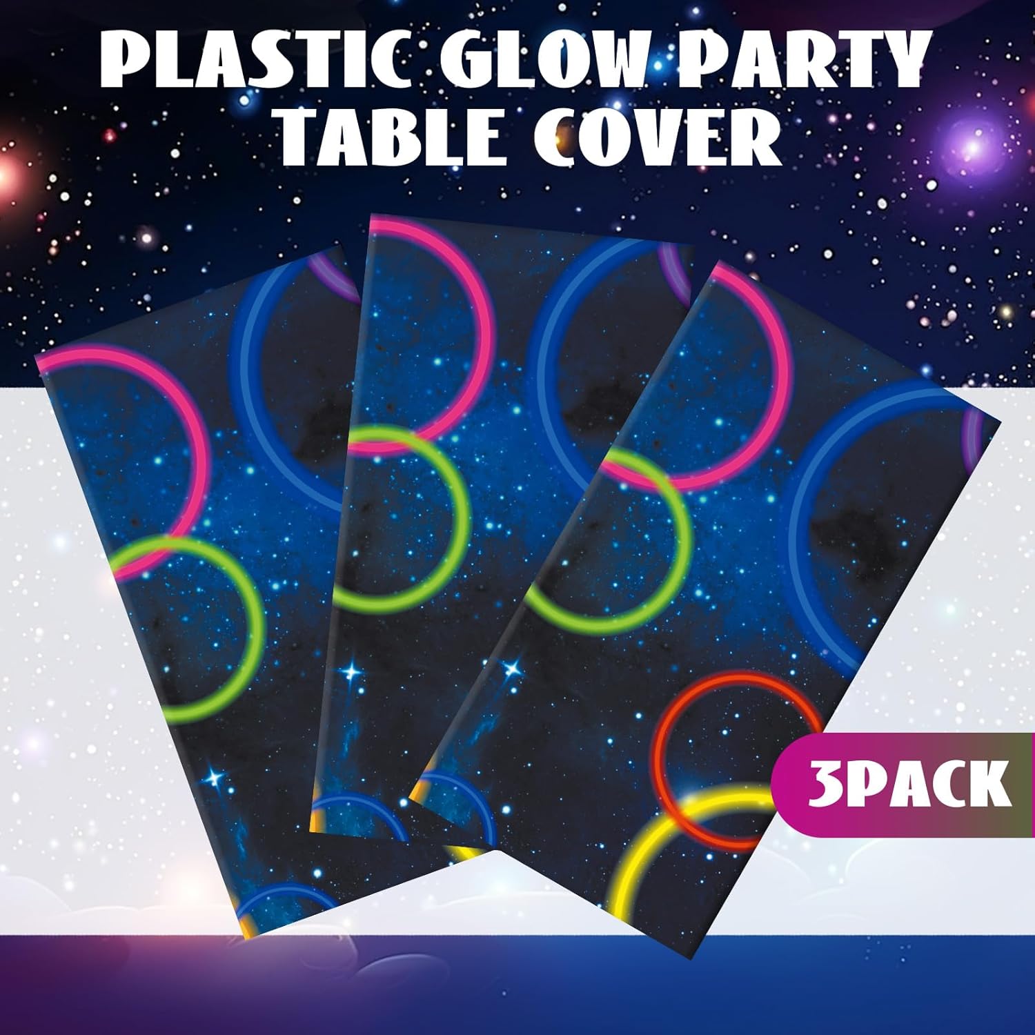 Irenare Neon Tablecloths 54x108 Inch Glow Party Decor