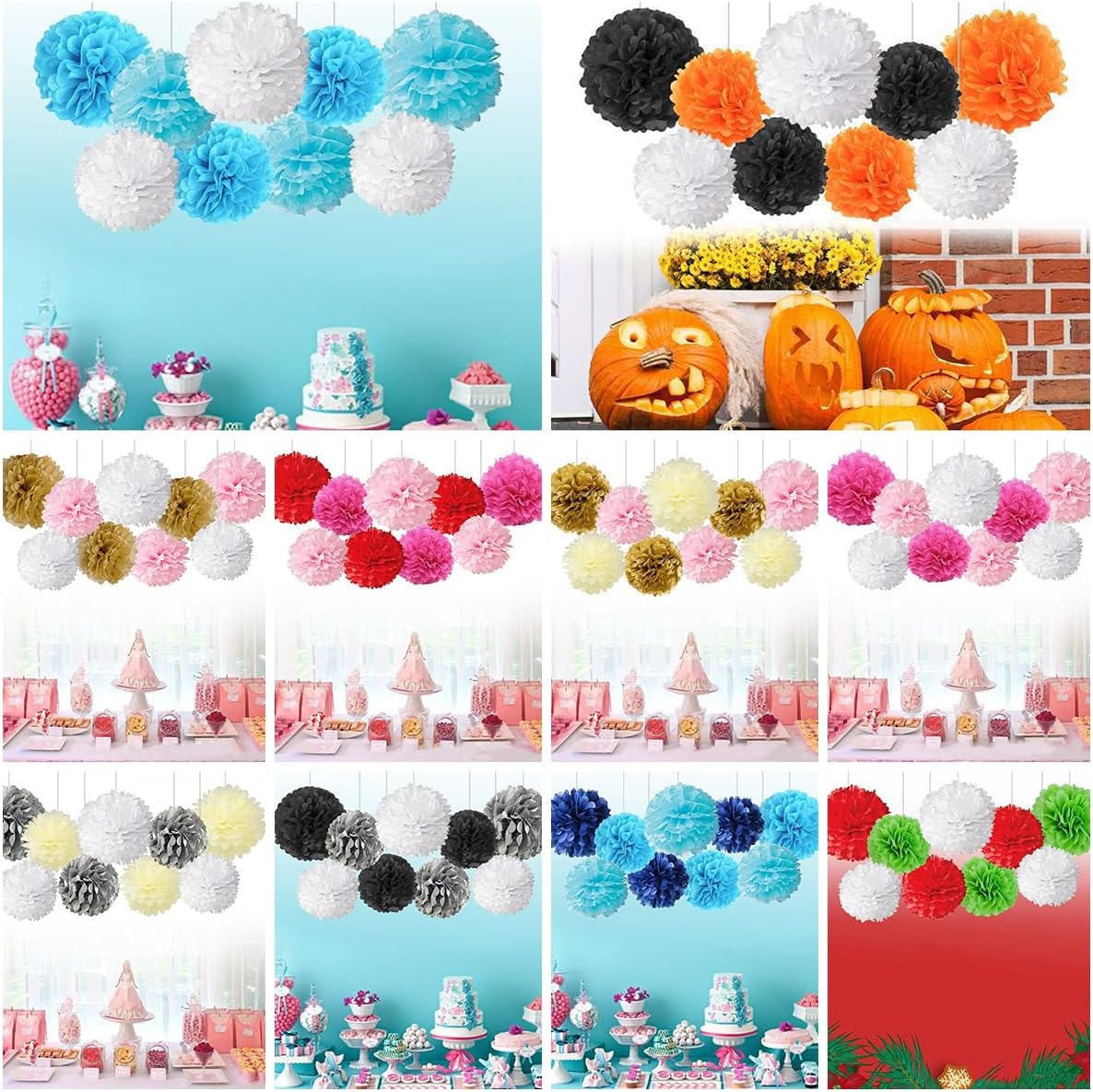 Queenbox 9PCS 4-6in Tissue Pom Poms Decorations