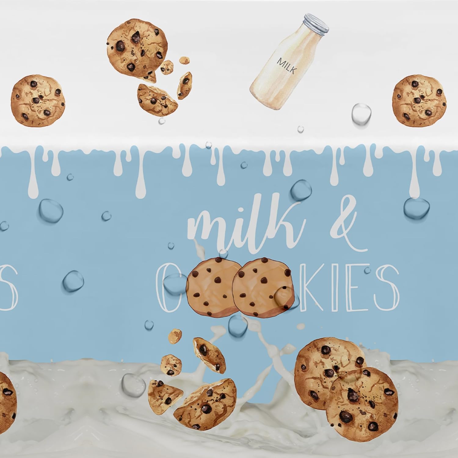 Milk and Cookies Birthday Tablecloth 3pcs 86x55in