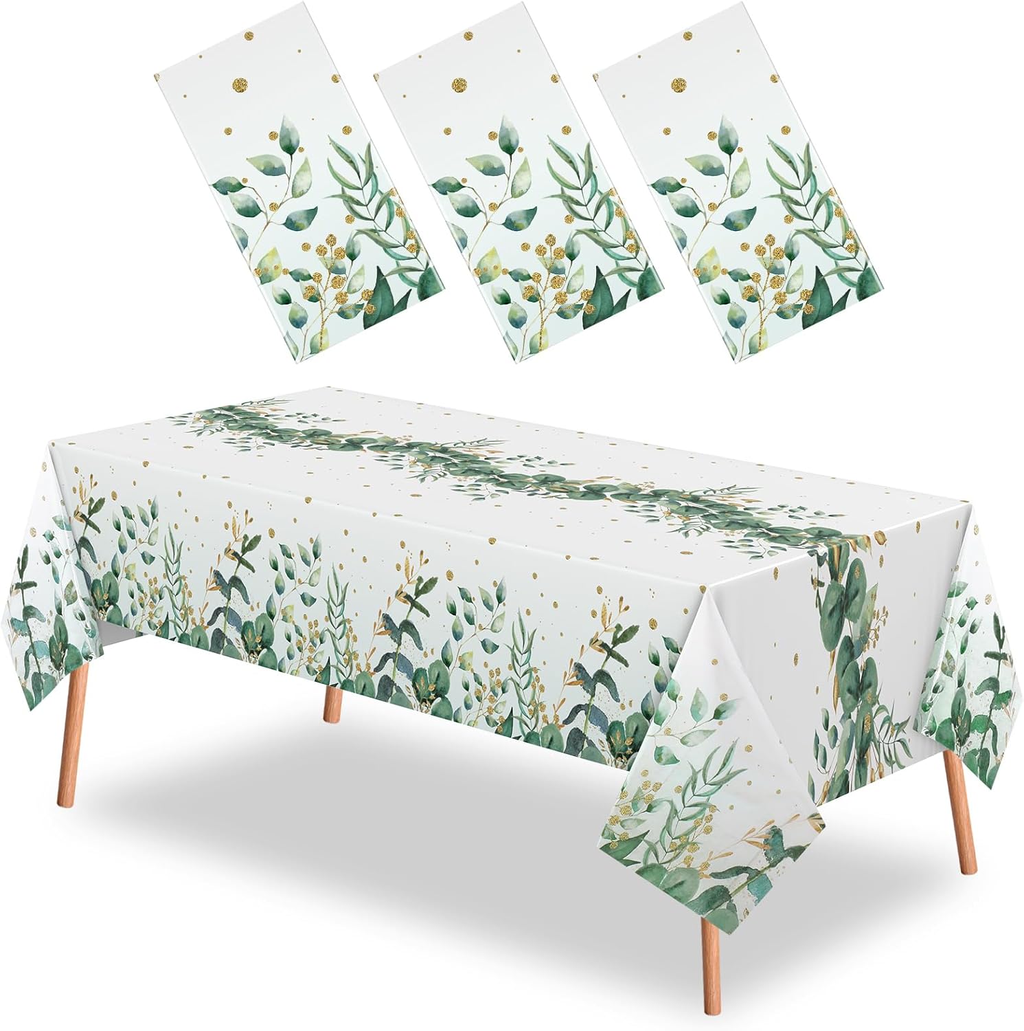 Irenare 3 Pcs Sage Green Plastic Tablecloth for Baby Shower