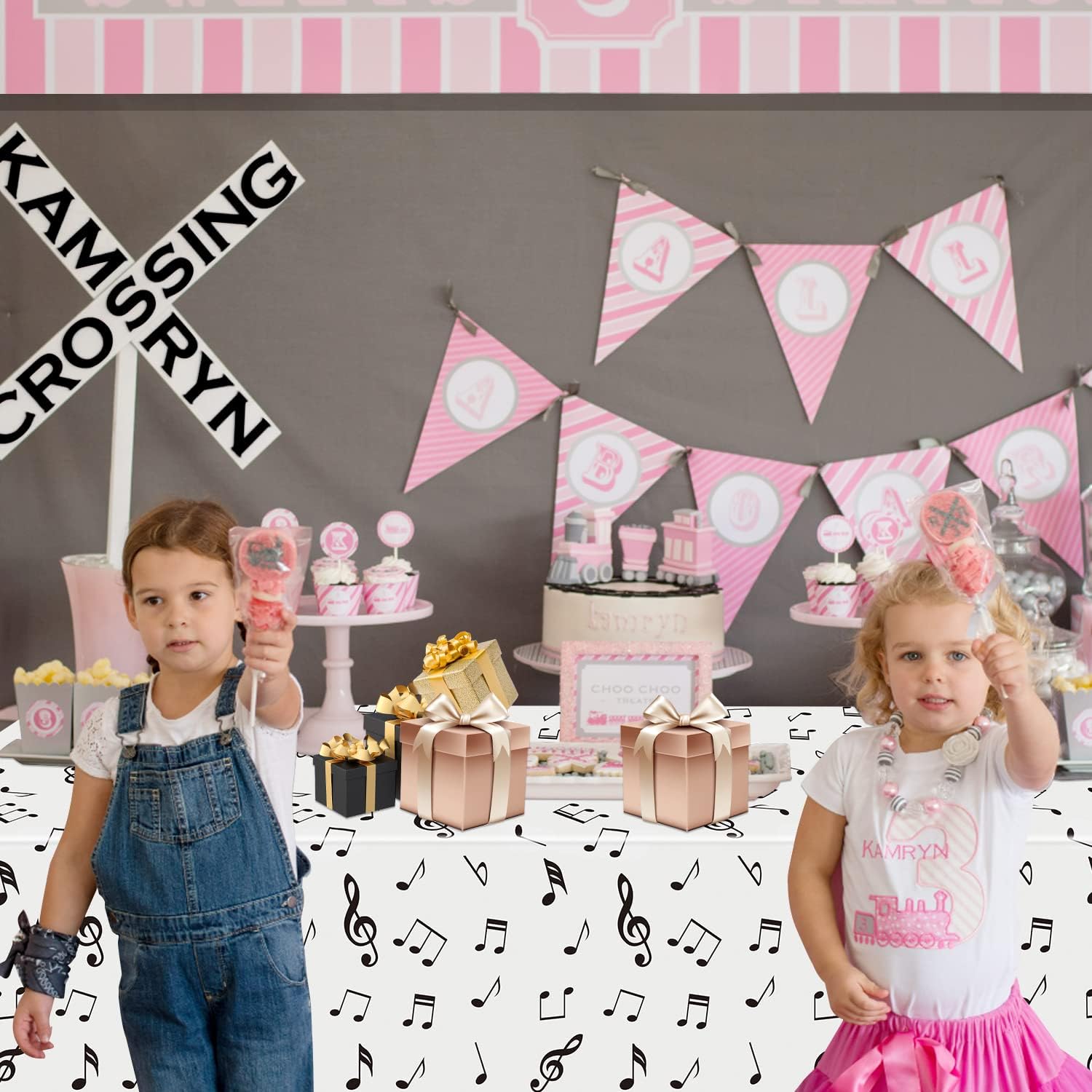 8 Pack Musical Notes Tablecloths 51x86 Inch Reusable Party Decorations