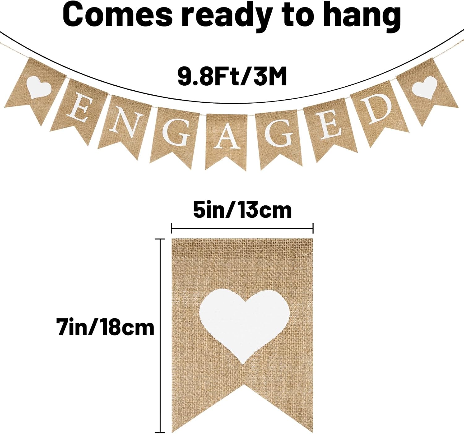 GCQQ Engaged Burlap Banner - 98 Ft Love Heart Decor