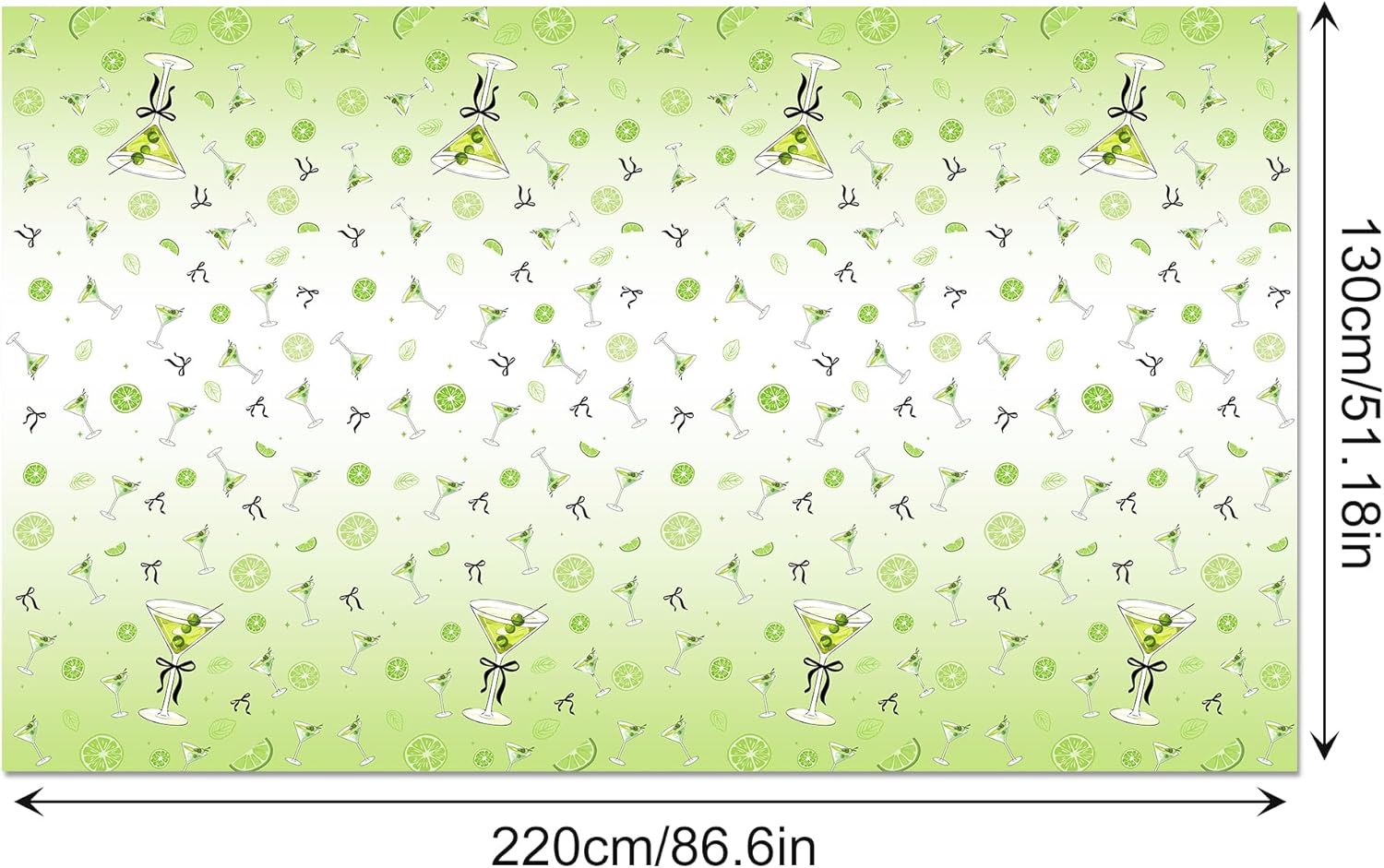 2Pcs Martini Wine Glass Themed Tablecloth for Parties