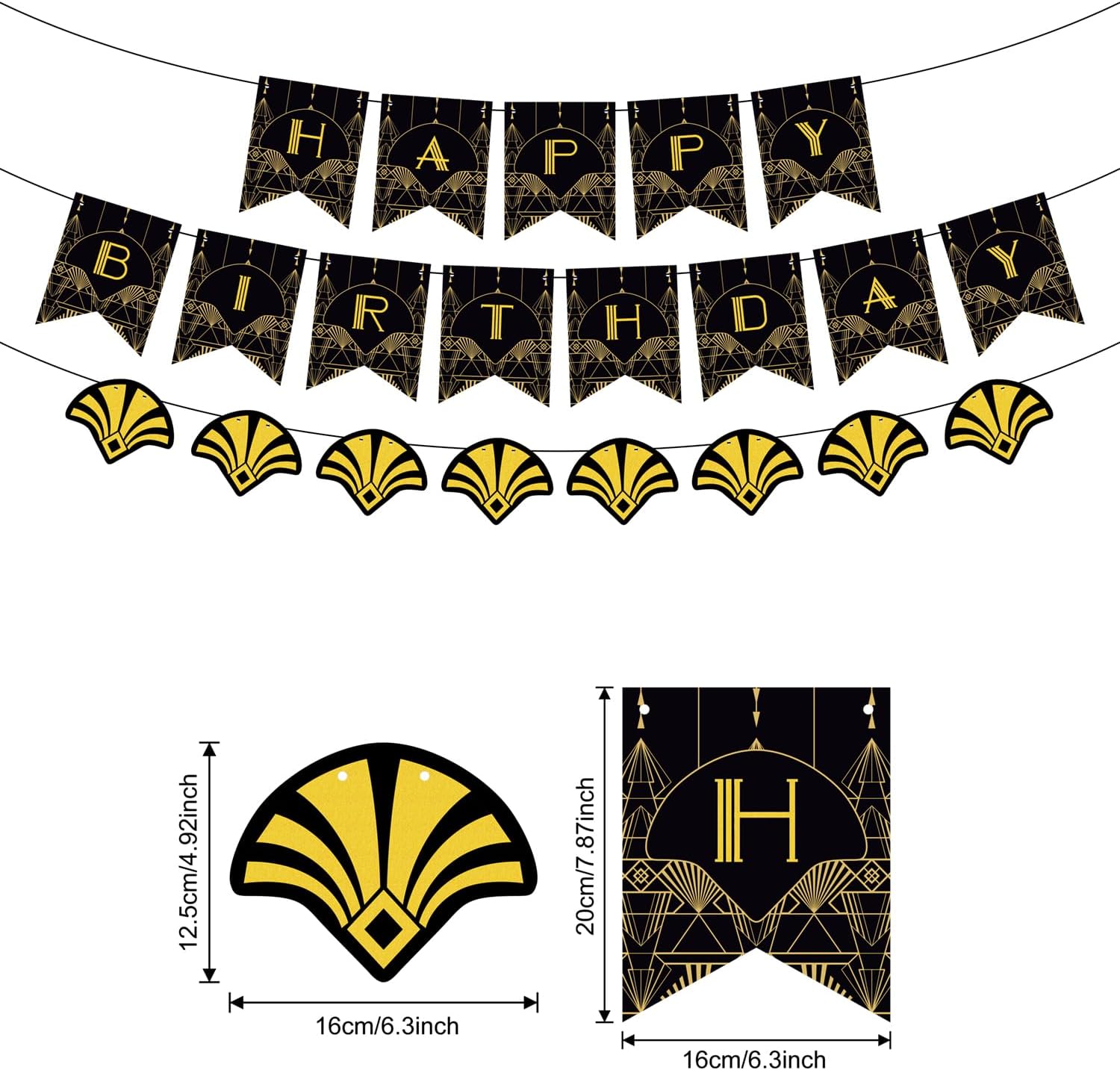 Retro 1920s Happy Birthday Banner Decorations