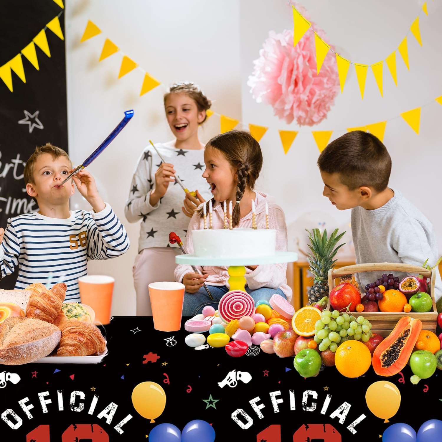 Egami 2pcs 13th Birthday Black Red Tablecloth
