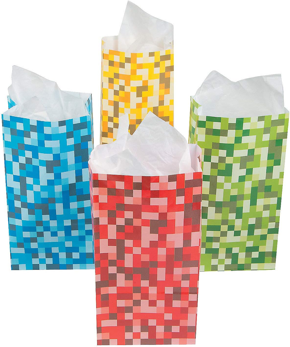 Fun Express Pixel Pattern Treat Bags 12 Pack
