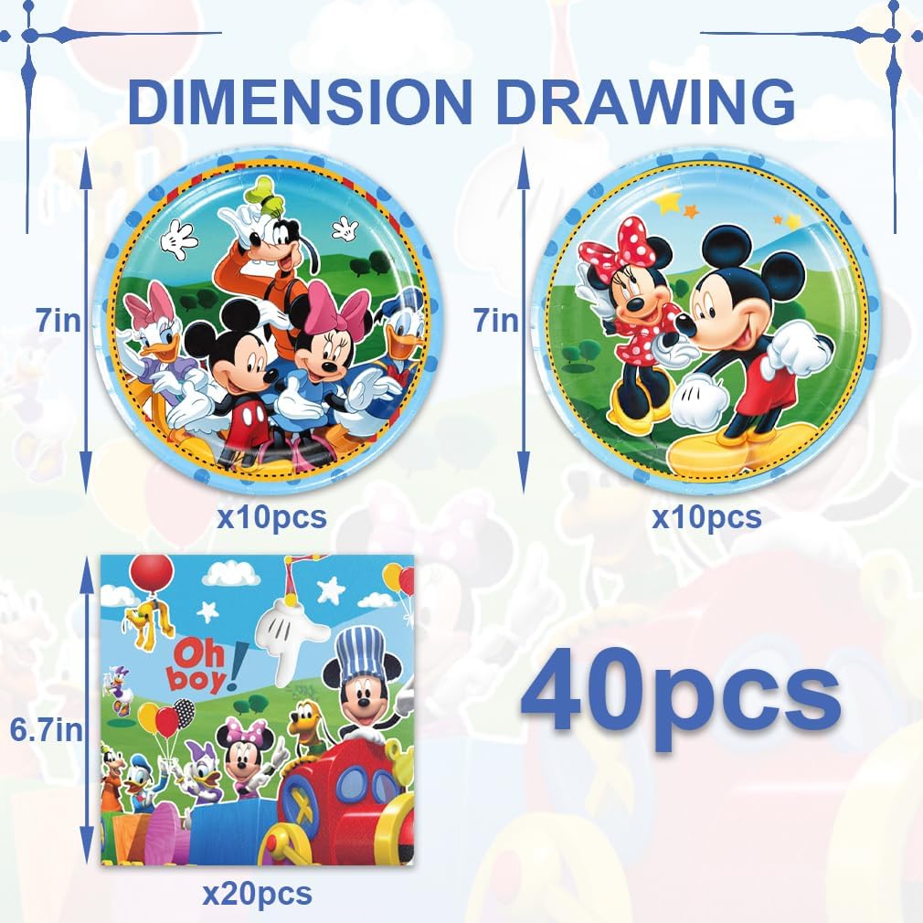 40pcs Mickey Party Supplies Set for Birthday Decor