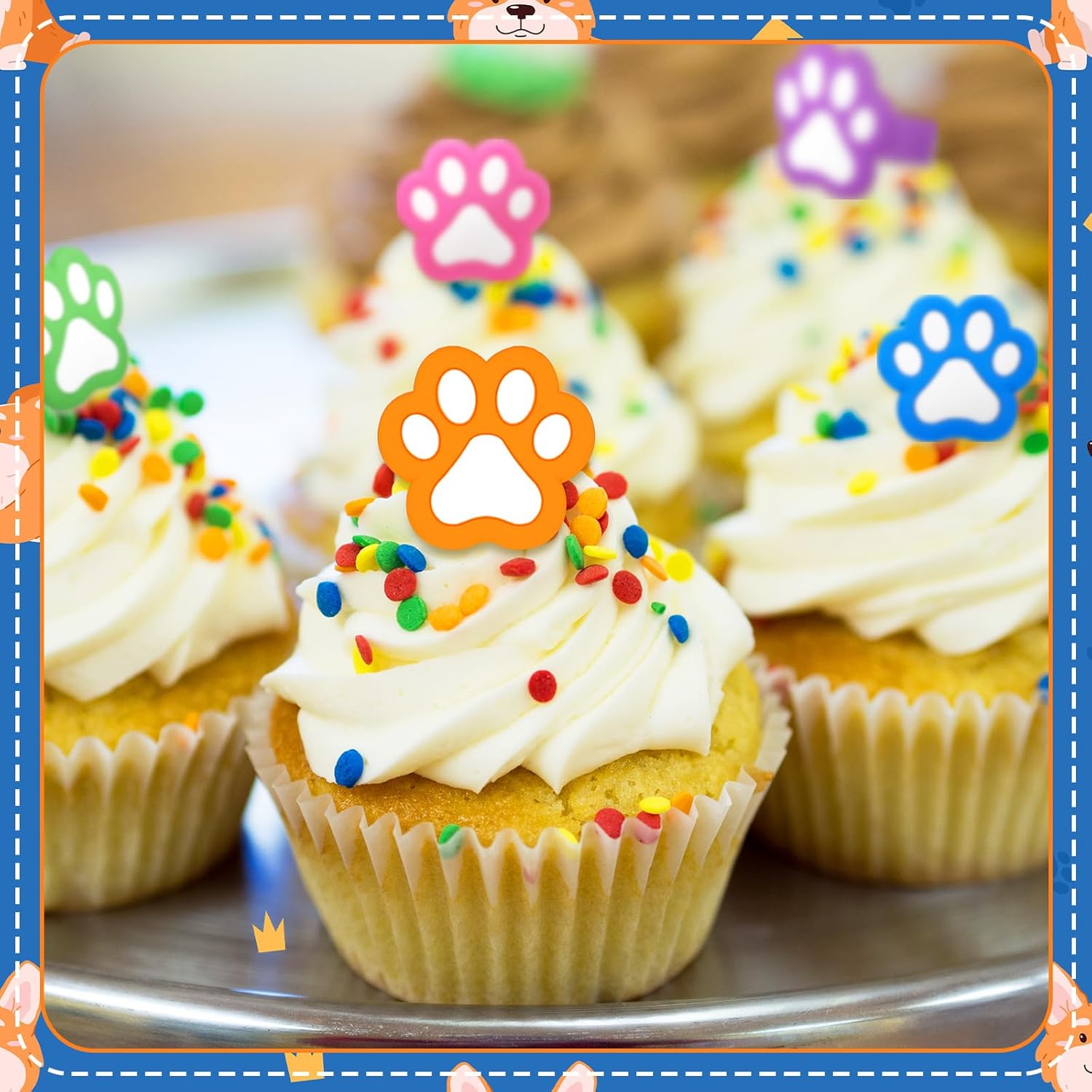 48 Pcs Dog Cupcake Rings Decorations