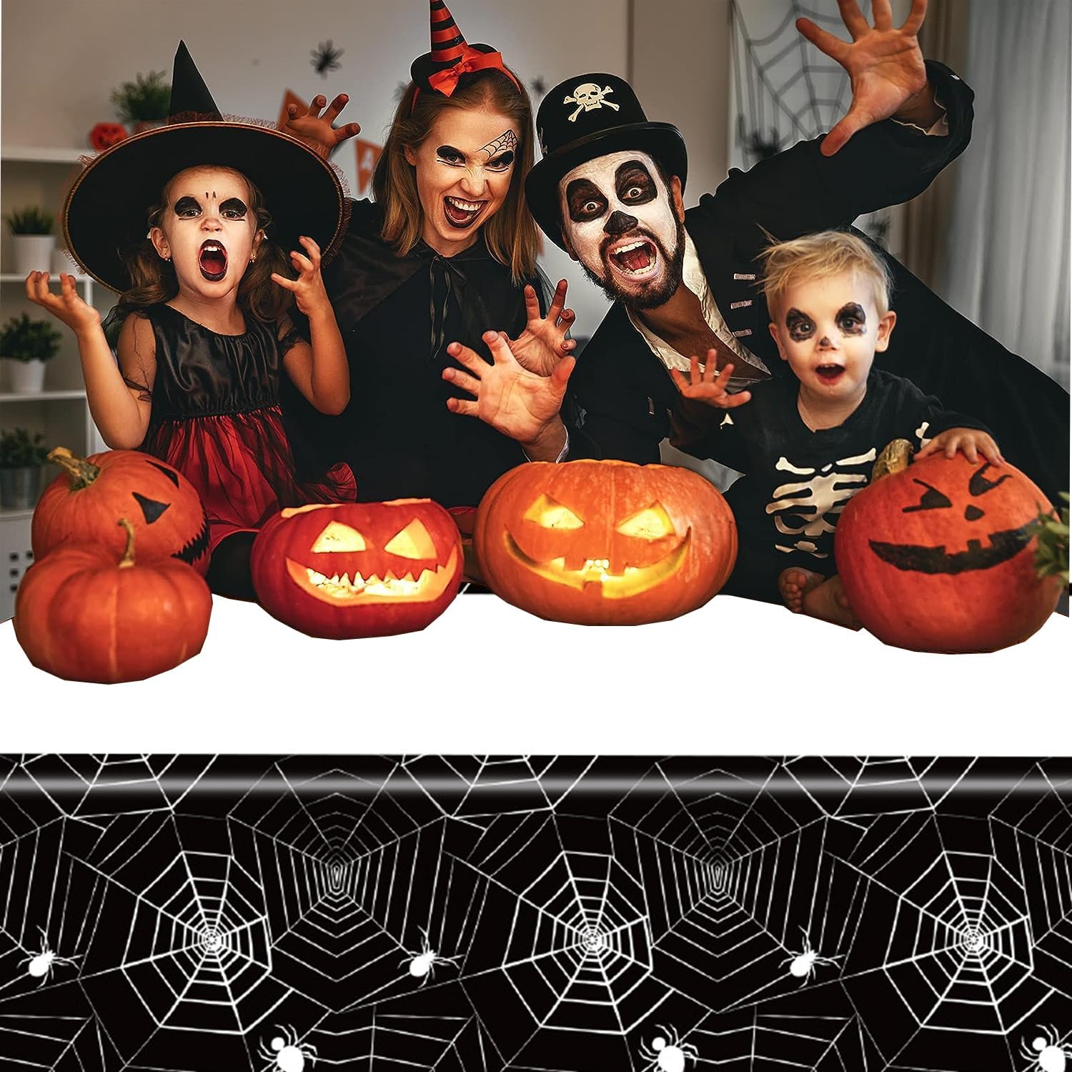 Frerand Halloween Tablecloth 87x51 2 Pack Spider Web Tablecover for Parties