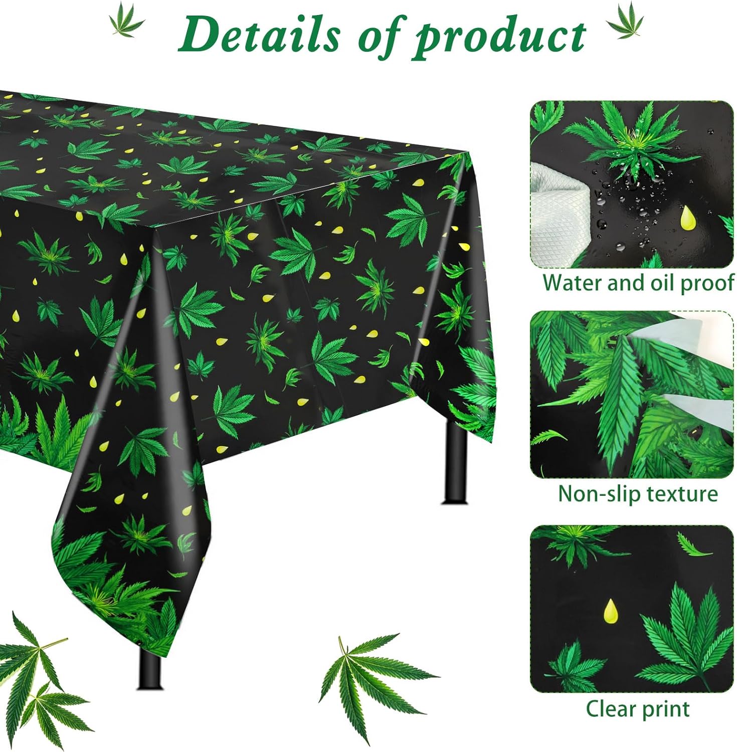 PHOGARY 2 Pieces Weed Tablecloth for Parties