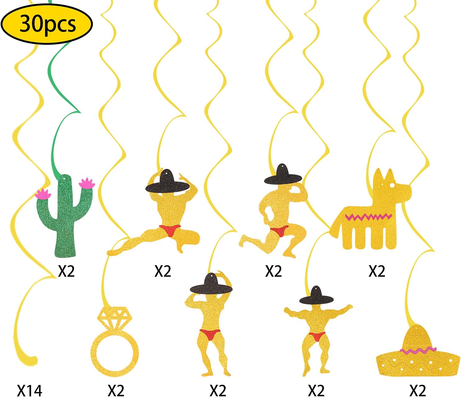 30Pcs Hanging Swirl Bachelorette Party Decorations