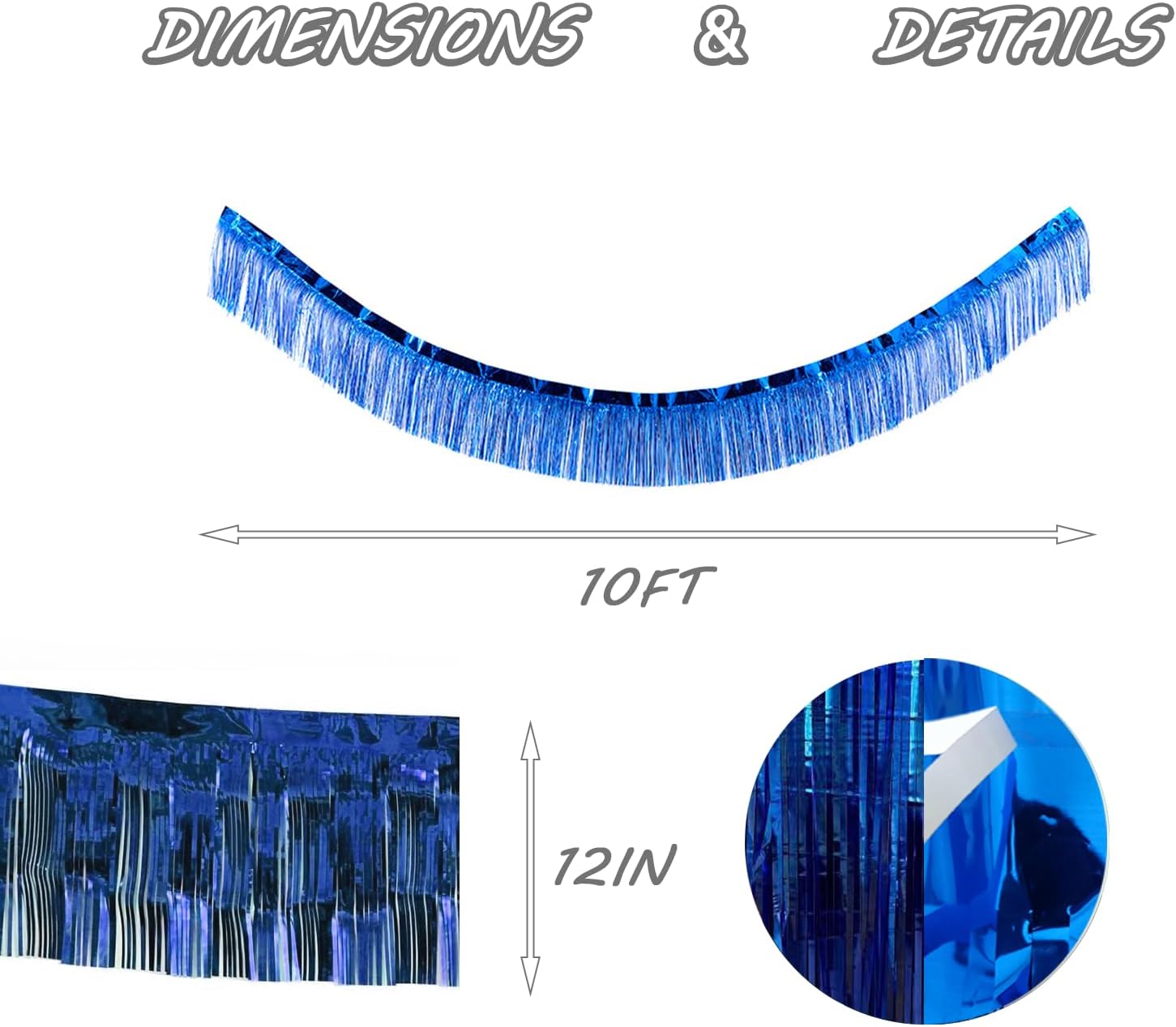 Blue Foil Fringe Garland 10FT 2packs for Party Decorations