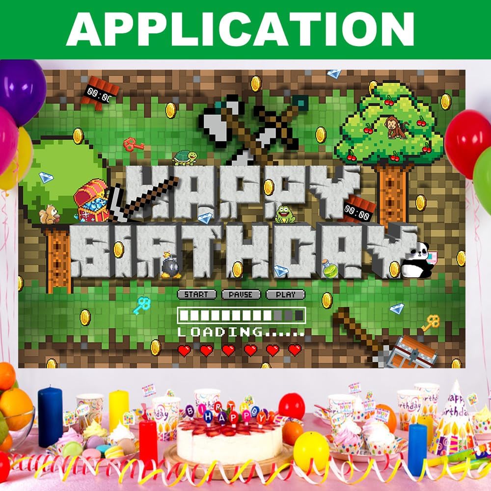 OLAPSATD Pixel Game Party Backdrop 3x5ft