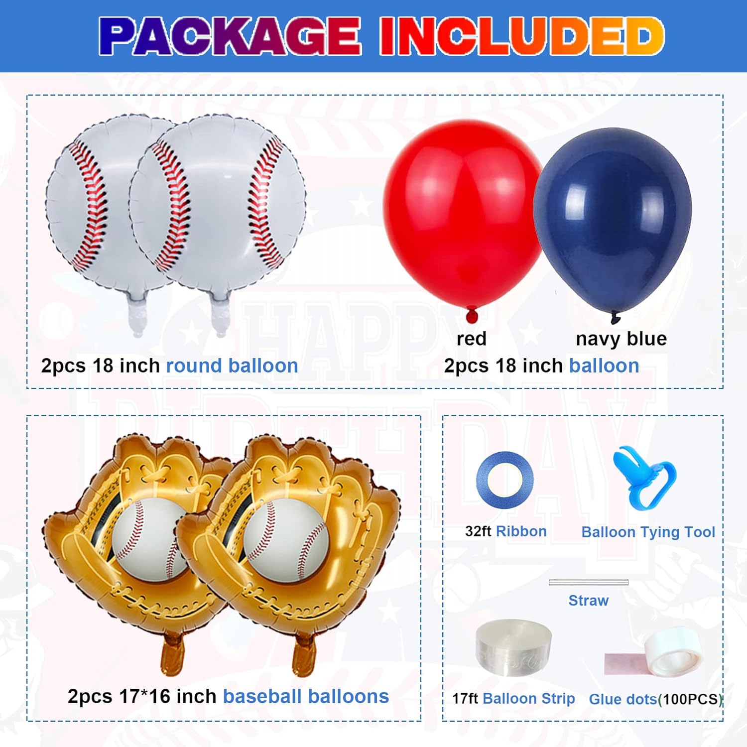 Baseball Balloon Arch Garland 146 Pcs Set