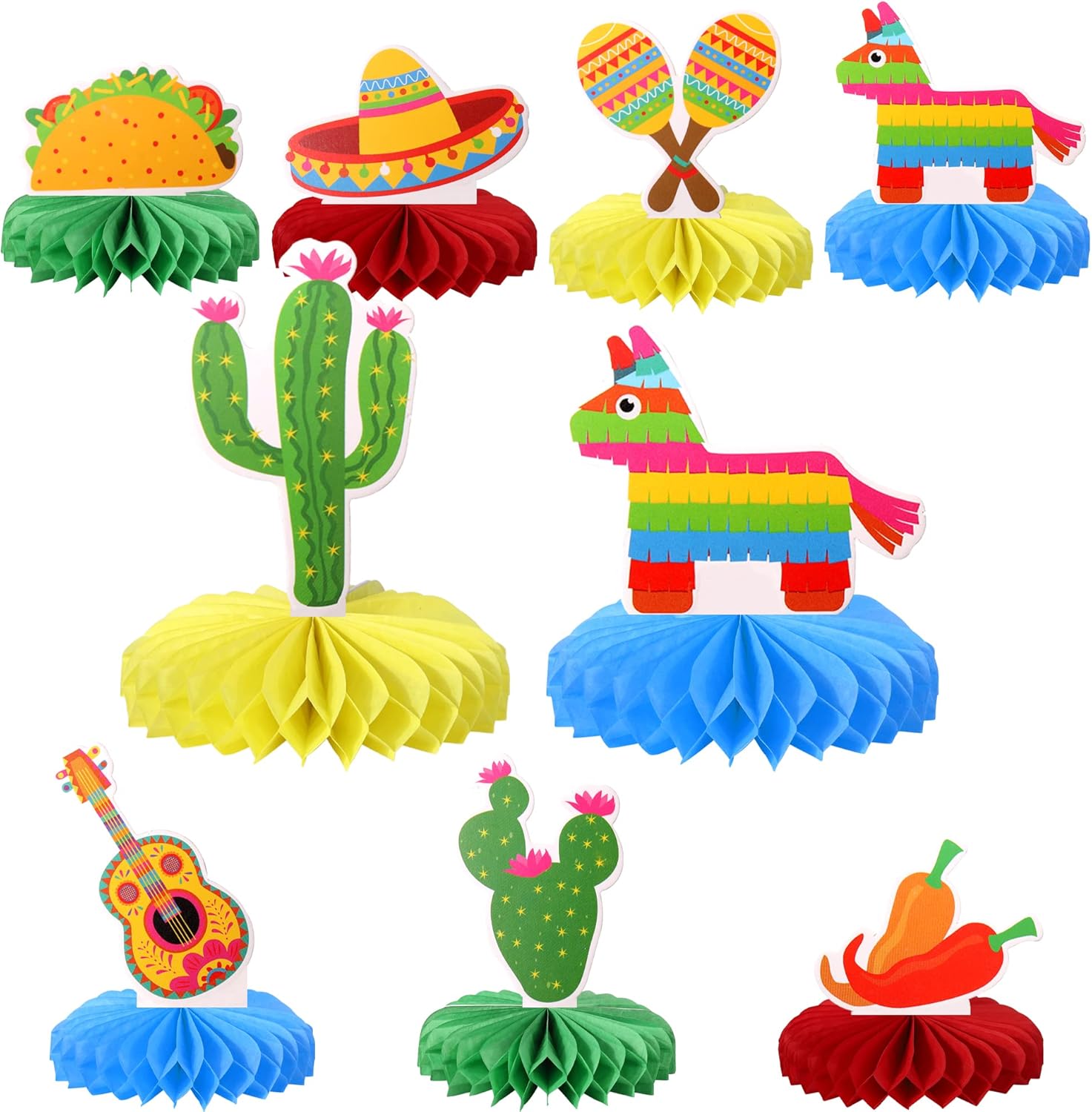 8PCS Mexican Fiesta Honeycomb Table Centerpieces for Parties and Celebrations