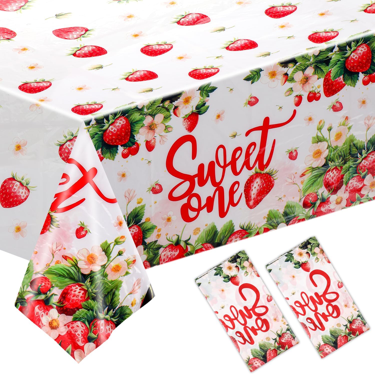 2pcs Strawberry Themed Tablecloth for Birthday Parties