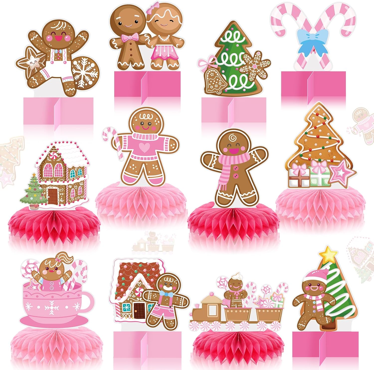 Poen 12 Pcs Gingerbread Man Honeycomb Centerpieces