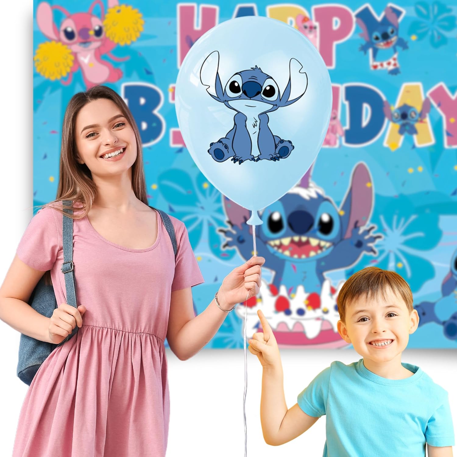 Cartoon Birthday Party Decor Set with Balloons and Streamers