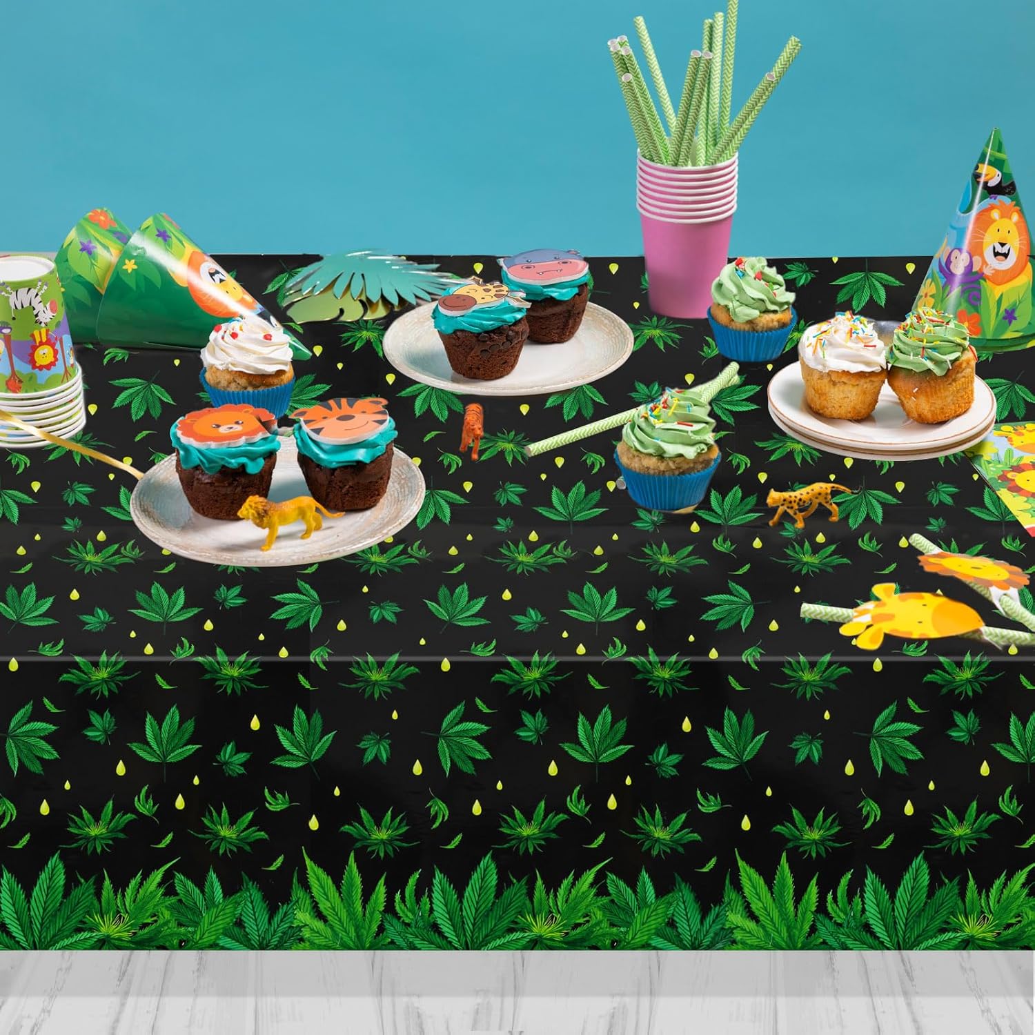 PHOGARY 2 Pieces Weed Tablecloth for Parties