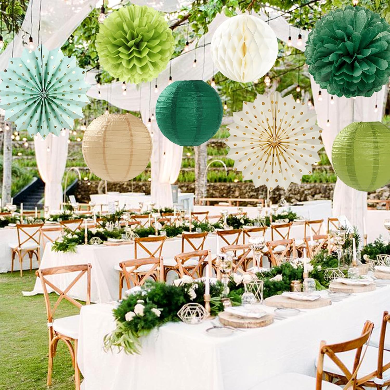 Sage Green Gold Party Decorations Kit - 14pcs