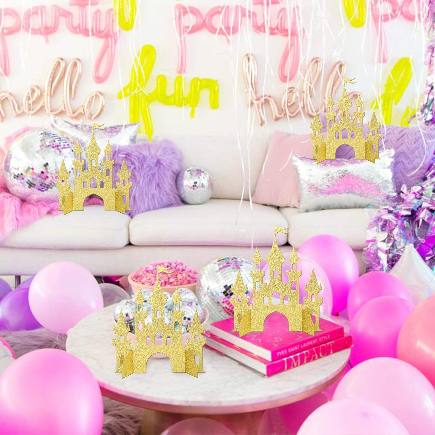 2 PCS Princess Castle Centerpieces Gold