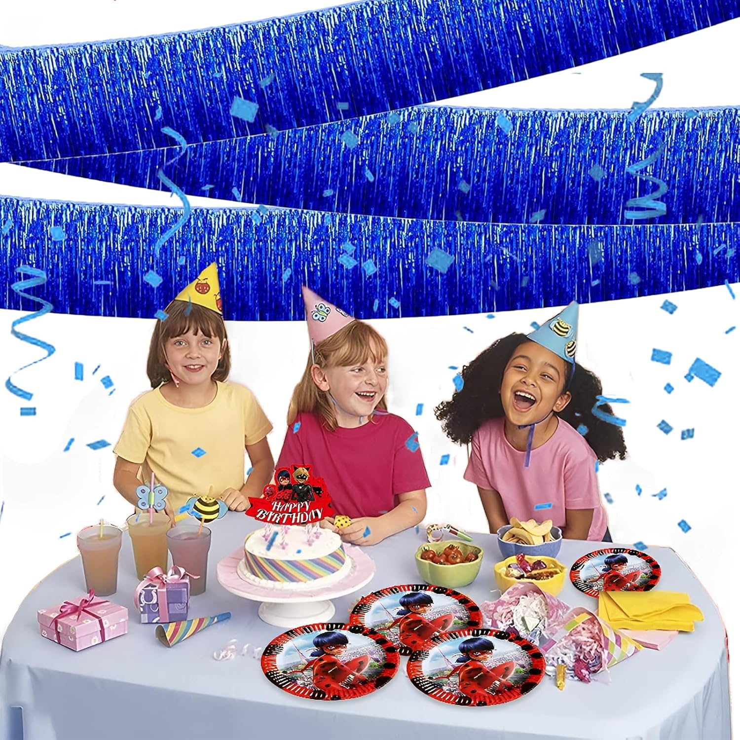 Blue Foil Fringe Garland 10FT 2packs for Party Decorations