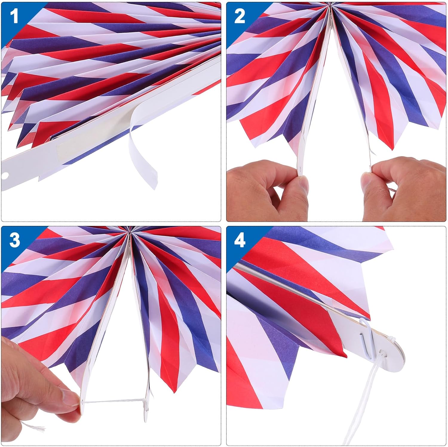 MECCANIXITY 6Pc Hanging Paper Fans Decor Set Black White