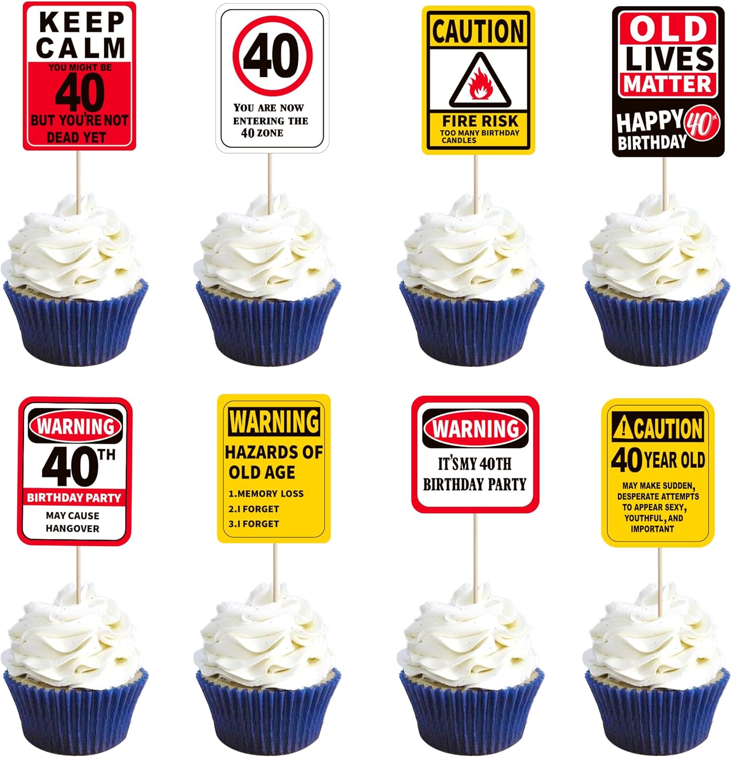 40 PCS Happy 40th Birthday Cupcake Toppers