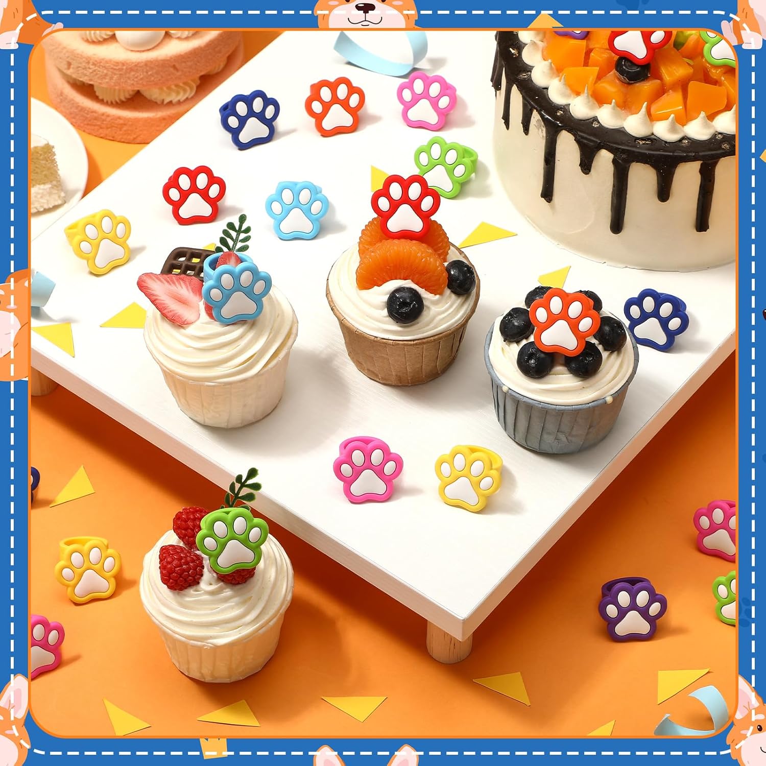 48 Pcs Dog Cupcake Rings Decorations