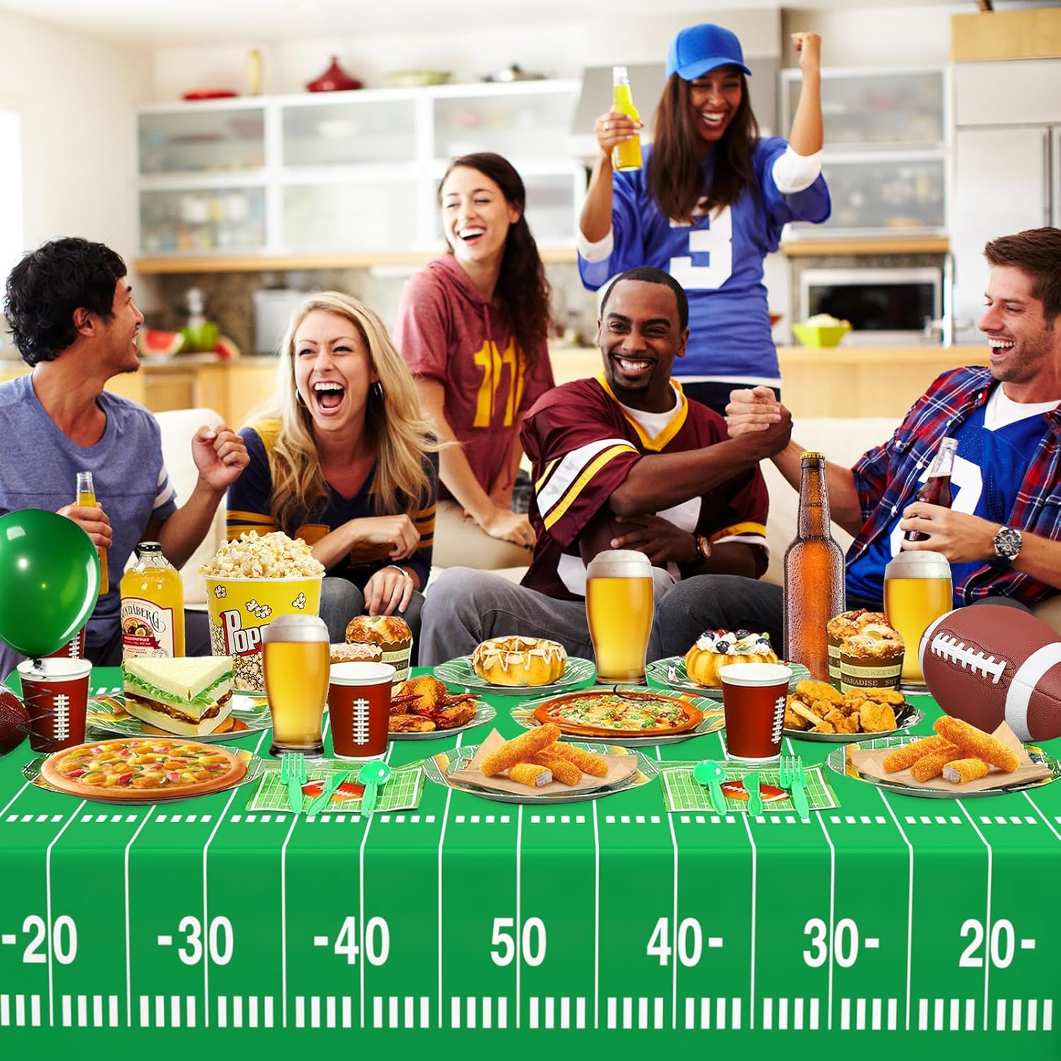 WNINK 2 Pack Football Tablecloths 54x108 Inch