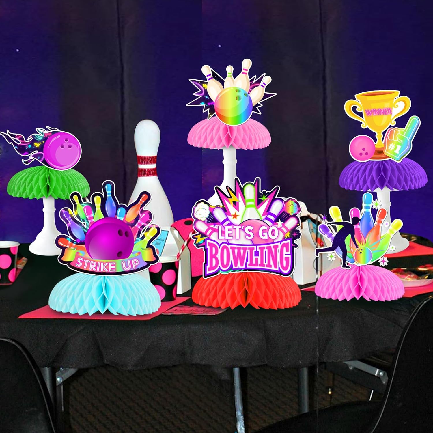Kreatwow Bowling Party Decor Centerpieces 8pcs Set