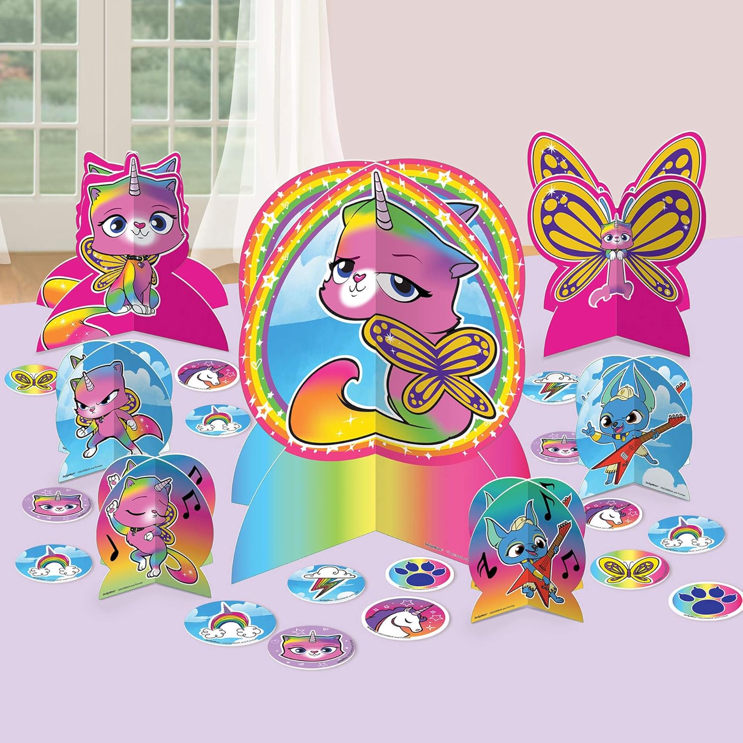Rainbow Butterfly Unicorn Kitty Table Centerpiece Kit - 27pc